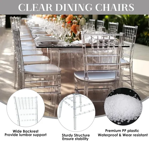 Miniatura 7 de Sillas Chiavari de acrílico transparente, juego de 4 sillas de comedor modernas, sillas fantasma para eventos de decoración para bodas, fiestas