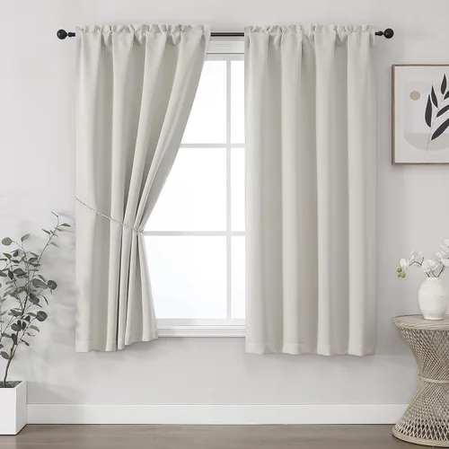 Miniatura 217 de OVZME Cortinas opacas turquesa para tratamiento de ventanas pequeñas, cortinas cortas con bloqueo de luz para ventana de cocina sobre el fregadero