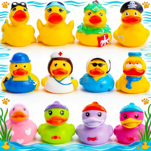 Patos de goma para niños, juguetes de baño para bebés, patos flotadores para niños pequeños, accesorios para duchas, juguetes para el aula,
