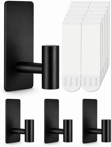 4 ganchos para toallas resistentes para colgar, ganchos adhesivos de pared con tiras extraíbles, adhesivos sin daños, para exteriores, para baños,