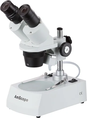 Miniatura 3 de AmScope SE305R-P Microscopio estéreo binocular montado hacia adelante, oculares WF10x, ampliación 10X y 30X, objetivos 1X y 3X, iluminación halógena