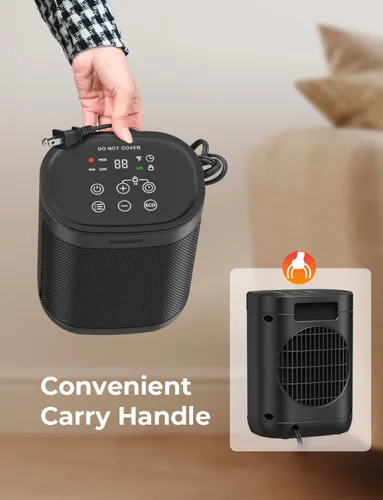 Miniatura 7 de Calentadores de espacio de 1500 W para uso en interiores, calentadores eléctricos de cerámica PTC con 4 modos, protección contra sobrecalentamiento
