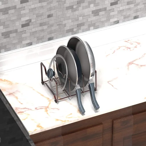 Miniatura 4 de Simple Houseware Organizador de artículos para el hogar de cocina, estante de despensa, bronce