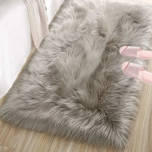 LOCHAS Alfombra mullida ultrasuave, alfombra de pelo sintético de oveja, para el dormitorio, para colocar junto a la cama, para la sala, para el