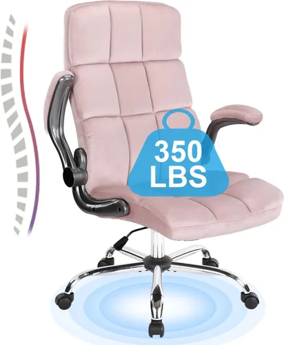 Miniatura 8 de Silla de oficina ejecutiva, sillas de oficina de terciopelo verde con soporte lumbar, sillas de escritorio de oficina en casa con ruedas y brazos