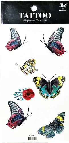 Miniatura 2 de Tatuajes 2 hojas de mariposas mosca de mariposa tatuajes temporales pegatinas falsas cuerpo brazo pecho hombro tatuajes para adolescentes, hombres