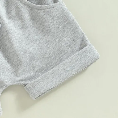 Miniatura 7 de Conjunto de camiseta de manga corta para bebé y niño, ropa de verano, con cordón enrollado