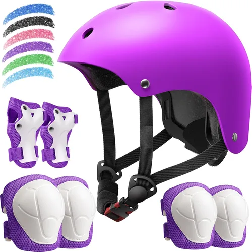 Miniatura 9 de Juego de casco de bicicleta para niños, casco ajustable para niños de 2-3-5-8-14 años, juego de almohadillas para niños pequeños con rodilleras