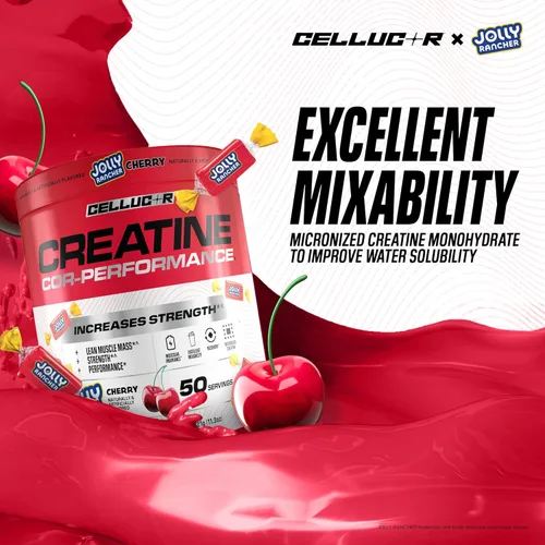 Miniatura 5 de Polvo de creatina Cellucor, sabor cereza Jolly Rancher - Aumenta la fuerza, masa muscular magra y la resistencia, creatina micronizada para una
