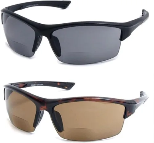 The Foster II - Lentes de sol bifocales de plástico para lectura deportiva y envolvente, para hombres y mujeres, con certificación ANSI Z87.1 negro