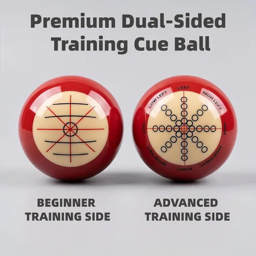 Billiard Training Cue Ball, 8A Grade Dual-Sided Beginner & Advanced Training Balls for Pool Table, 2-1/4" Standard Dot Practice Ball, Accessory for