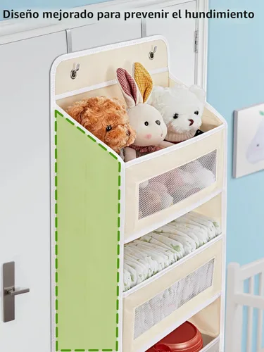 Miniatura 3 de JARLINK Organizador de almacenamiento sobre la puerta, organizador de puerta colgante de 5 estantes con 5 bolsillos de gran capacidad, anti