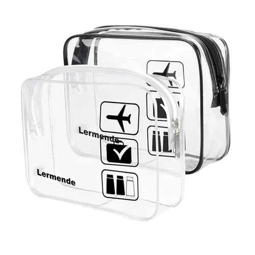 Miniatura 15 de Lermende - Bolsa de aseo, 2 unidades, transparente, aprobada por la TSA, bolsa de viaje de un cuarto, tamaño 3-1-1 Negro