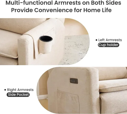 Miniatura 6 de Oversized Swivel Rocker Recliner with Lumbar Cushion,Power Recliner Nursery Chair with Adjustable Headrest,Nursery Glider Recliner for Living Beige