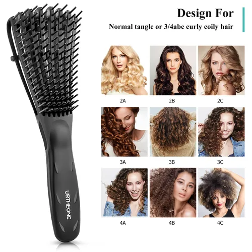 Miniatura 4 de Cepillo desenredante para el cabello, cepillo desenredante para adultos y niños, juego de peines para cabello rizado, ensortijado, afro y ondulado