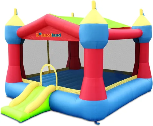 Castillo hinchable de fiesta Bounceland, casa saltarina, 16 pies de largo x 13 pies de ancho x 10.3 pies de alto, aro de baloncesto, techo solar