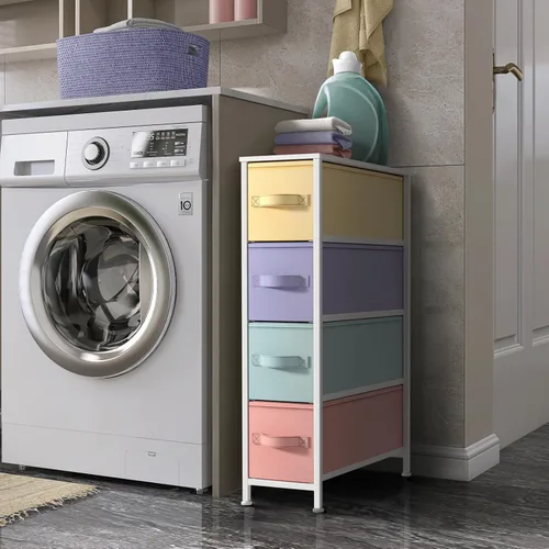 Miniatura 2 de Sorbus Torre estrecha con 4 cajones – Almacenamiento vertical para dormitorio, baño, lavandería, armarios y más, marco de acero, parte superior
