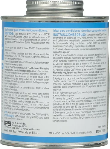 Miniatura 2 de Weld-On 10853 747 Pool 'R Spa - Cemento solvente de PVC de cuerpo medio de alta resistencia, ajuste extremadamente rápido y bajo contenido