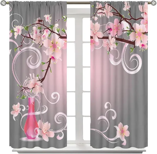 Miniatura 21 de Cortinas semitraslúcidas de hongos, estilo bohemio, plantas místicas, sol, luna, tratamiento de ventana para dormitorio, sala de estar, cocina