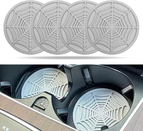 Miniatura 7 de 4 posavasos de tela de araña, 2.75 pulgadas de silicona antideslizante, almohadillas decorativas de bebidas para automóvil, accesorios interiores