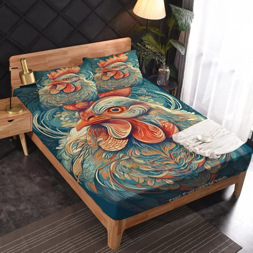 Miniatura 28 de Juego de sábanas de tamaño King, sábanas de conejo, sábanas de microfibra y fundas de almohada de 4 piezas, juego de sábanas con estampado colorido