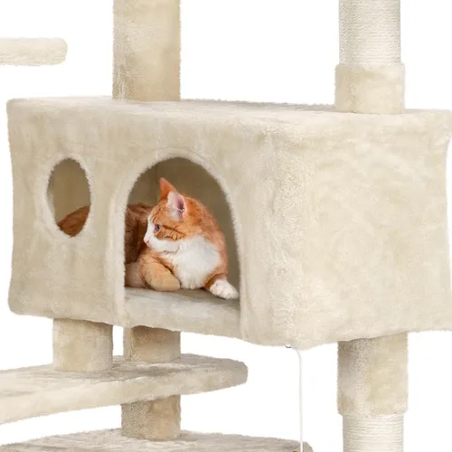 Miniatura 7 de Topeakmart Árbol para gatos de 54 pulgadas, torre para gatos con postes rascadores y percha para condominios grandes, muebles de casa con soporte