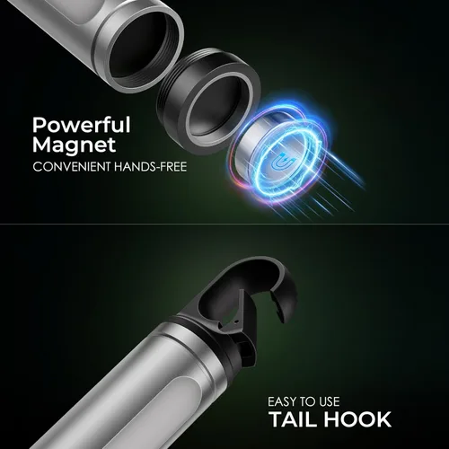 Miniatura 6 de ADDplus Linterna magnética recargable, 2000 lúmenes, 5000 mAh, linternas de alto lúmenes con 18 modos, impermeable, ajustable, potente luz de flash