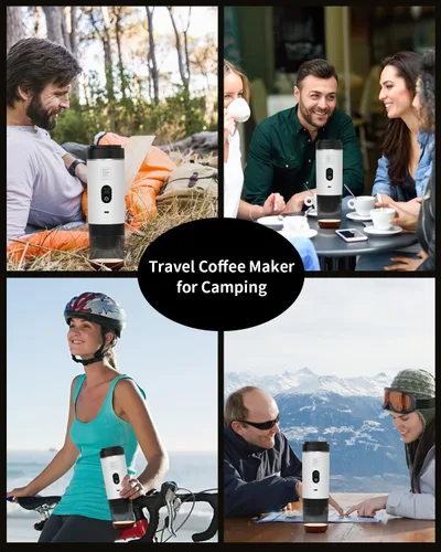 Miniatura 6 de Cafetera eléctrica portátil de espresso, cafetera de viaje compatible con café molido y cápsulas NS (Blanco con pantalla LCD)