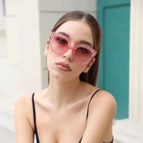Miniatura 3 de FEISEDY Gafas de sol vintage con diamantes de imitación de cristal de ojo de gato para mujer B4068