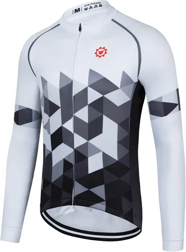Miniatura 2 de GCRFL Camiseta de ciclismo de manga larga para hombre, con bolsillo de cremallera 3+1, transpirable, de secado rápido