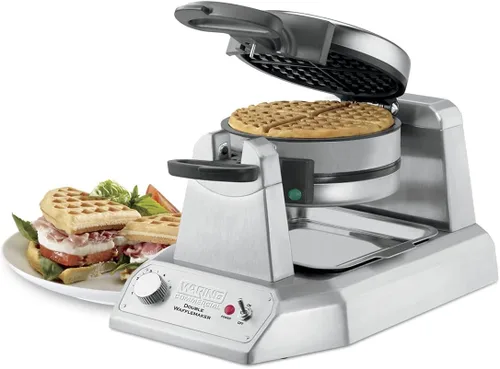 Miniatura 2 de Waring Máquina de gofres clásica comercial, 35 gofres por hora, función giratoria para hornear uniformemente, platos antiadherentes de triple capa