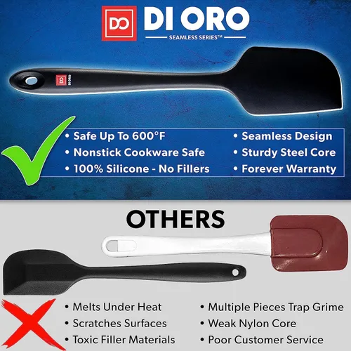 Miniatura 2 de DI ORO Juego de espátulas de silicona – Espátulas de cocina de goma para hornear, cocinar y mezclar – Resistente al calor a 600 °F y libre de BPA