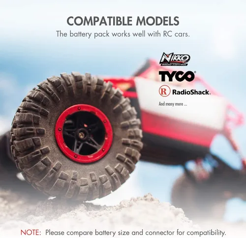 Miniatura 3 de Tenergy Paquete de 2 baterías NiMH planas de 9.6 V para coche RC, batería recargable de alta capacidad de 8 celdas de 2000 mAh, paquete de repuesto
