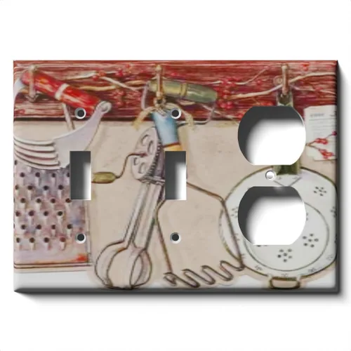 Dos interruptores/una placa de receptáculo dúplex - Utensilios de cocina Combo de dos palancas/dúplex simple