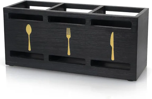 Miniatura 10 de Organizador de cubiertos de madera de granja, soporte para cubiertos de madera de acacia, para encimera de cocina, organizador de cubiertos, cuchara