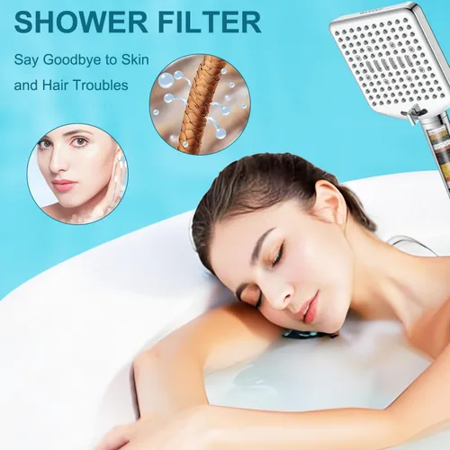 Miniatura 4 de Homlord - Cartucho de repuesto para cabezal de ducha de mano Homlord, paquete de 3 filtros suavizantes de agua multietapa para agua dura (3 unidades)