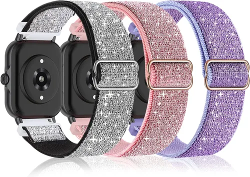 Miniatura 13 de Bolesi Correas elásticas de nailon compatibles con Amazfit Active 2 (cuadradas)/Active 3 Premium/Active, paquete de 3 correas deportivas de repuesto