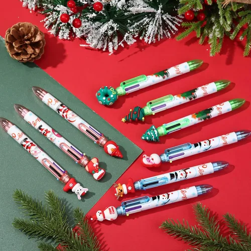 Miniatura 3 de 24 bolígrafos de Navidad 6 en 1, multicolor, retráctiles, 6 colores, árbol de Navidad, Papá Noel, muñeco de nieve, regalos de fiesta de fin de año