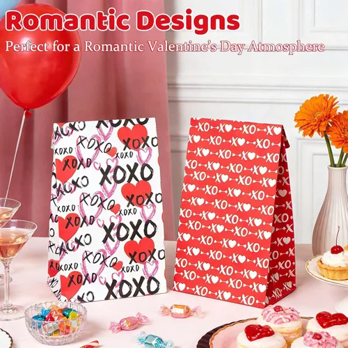 Miniatura 6 de Bolsas de San Valentín Haobell - 24 piezas de bolsas de regalo de San Valentín con pegatinas para fiestas en el aula, niños, compañeros de trabajo