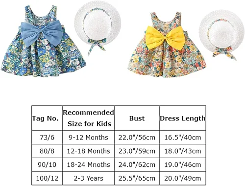 Miniatura 7 de IBAKOM Vestido de verano sin mangas con flores para bebé, vestido hawaiano de fiesta, vestido de princesa bohemio con sombrero de paja