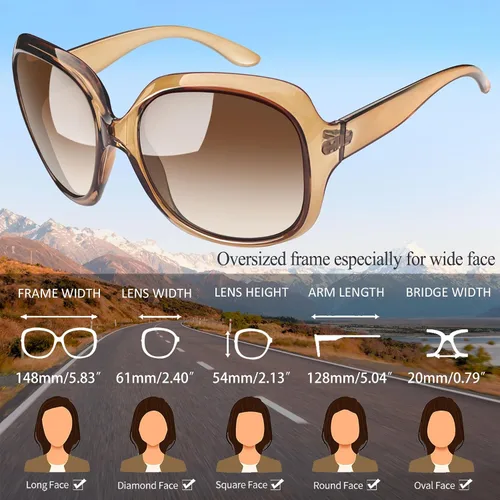Miniatura 210 de Joopin Lentes de sol de gran tamaño para mujer, polarizados, grandes, para conducción, protección UV, grandes sombras