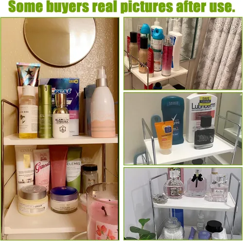 Miniatura 6 de Estante de especias de cocina de 2 niveles, organizador de encimera de baño, bandeja de tocador, almacenamiento de cosméticos y maquillaje, estante