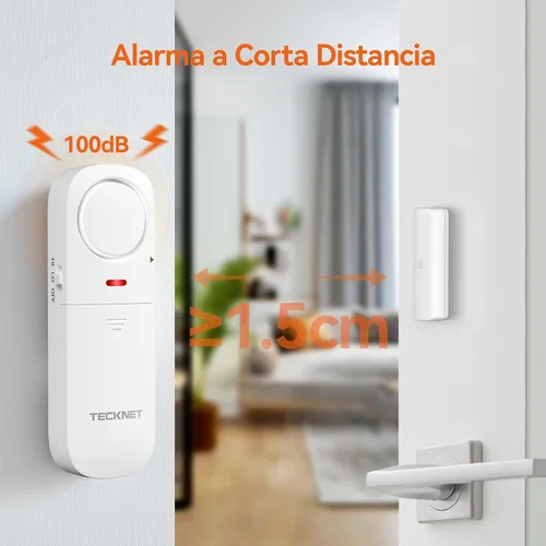 Miniatura 2 de TECKNET Alarmas de puerta cuando se abre, alarma de puerta y ventana, alarma de puerta para seguridad de los niños, alarmas portátiles 2 en 1
