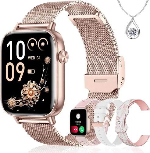 Miniatura 10 de Iaret Reloj inteligente para mujer, rastreador de fitness HD de 1.83 pulgadas con 4 bandas, responder/hacer llamadas, frecuencia cardíaca, sueño