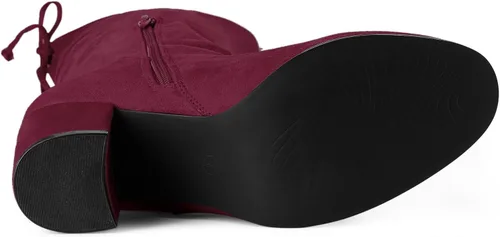 Miniatura 5 de Allegra K Botas altas por encima de la rodilla con tacón grueso y punta redonda para mujer