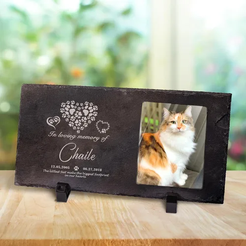 Miniatura 28 de Farfume Piedras conmemorativas personalizadas para mascotas con foto y texto Marcadores personalizados para tumbas para mascotas Lápidas