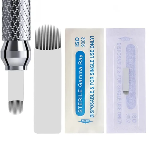 Miniatura 7 de 30 agujas desechables de microblading para cejas, cuchillas de maquillaje permanentes para tatuaje de labios, solo para un solo uso (18 agujas)