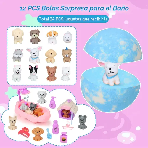 Miniatura 2 de Bombas de baño para niños con juguetes adentro para niñas y niños, paquete de 12 bombas de baño para niños con set de juego de simulación de perro