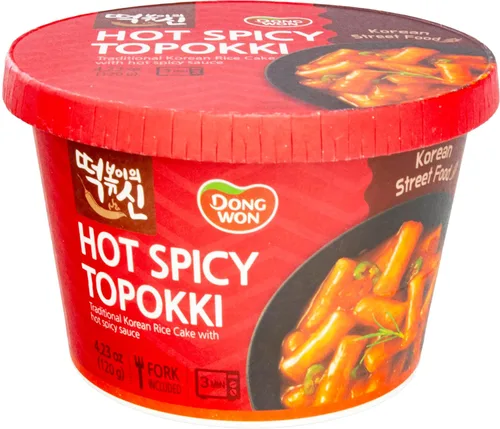 DONG WON Hot Spicy Topokki Cup, 4.23 oz (paquete de 8)