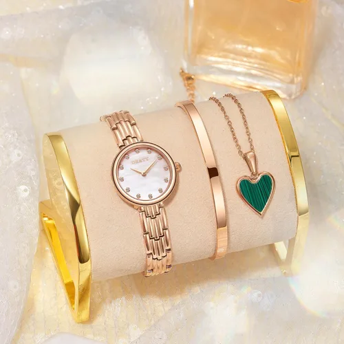 Miniatura 6 de Womens Stainless Steels Watch Bangle Watch and Bracelet Set Fashion Casual Dress Watches,Roman Numerals Quartz Ladies Rose Gold Wrist Watch
